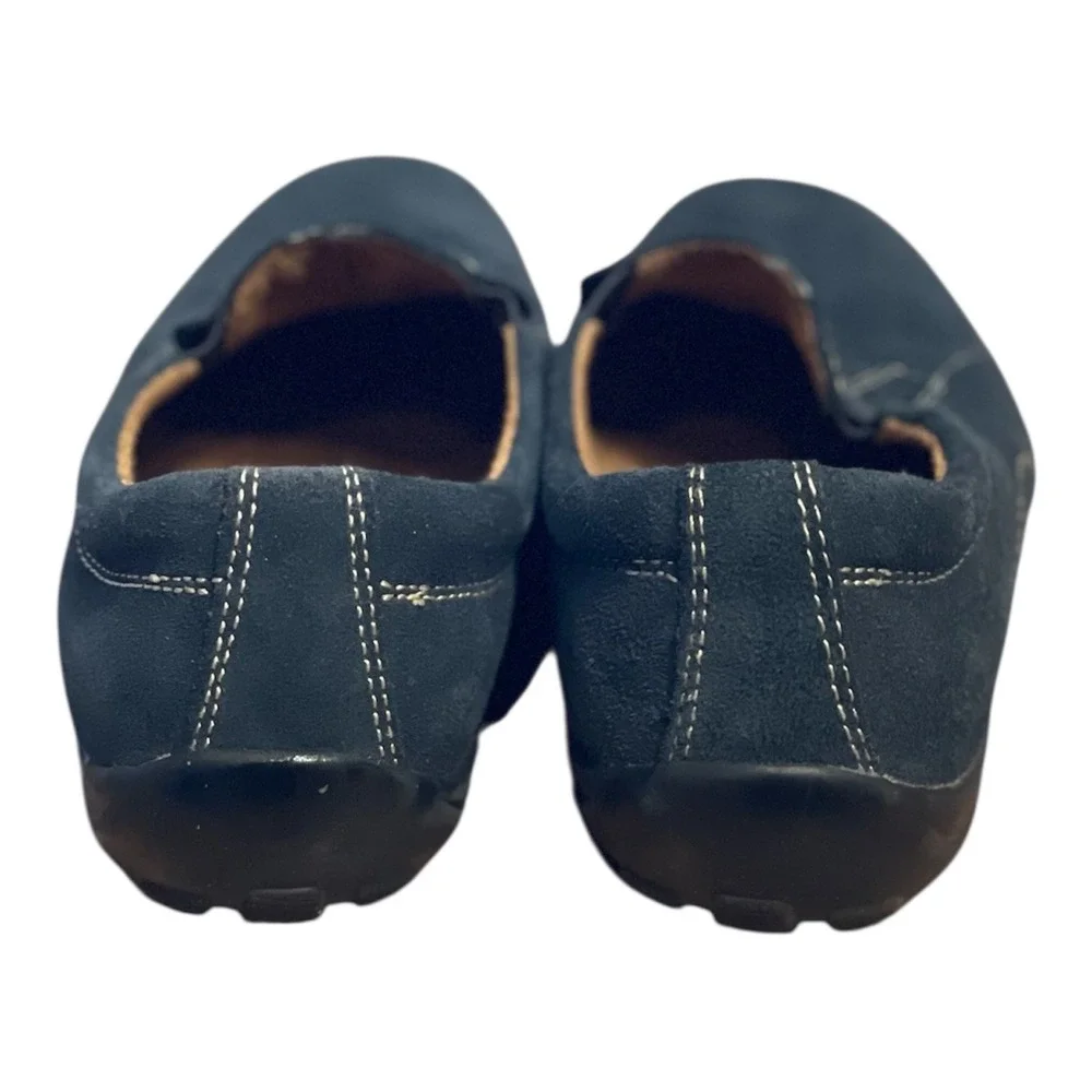 Naturalizer Womens Navy Blue Suede Slip On Loafers‎ Contrast Stitching 7.5M
